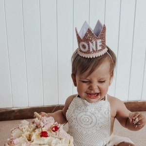 Rose and Pink Gold Glitter Crown | Birthday Crown |  Child Headband | Crown Headband | First Birthday Crown | Cake Smash Crown