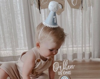 Blue felt Birthday Party Hat | Party Hat | First Birthday Hat | Birthday Hat