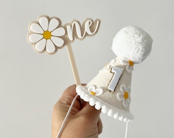 Daisy hat and cake topper | Party Hat | First Birthday Hat | Birthday Hat | Daisy hat and cake topper