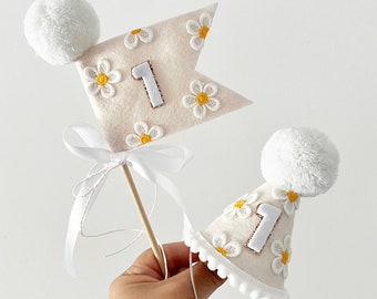 Daisy theme Party Pack | Party Hat | First Birthday Hat | Birthday Hat | Daisy hat and wand