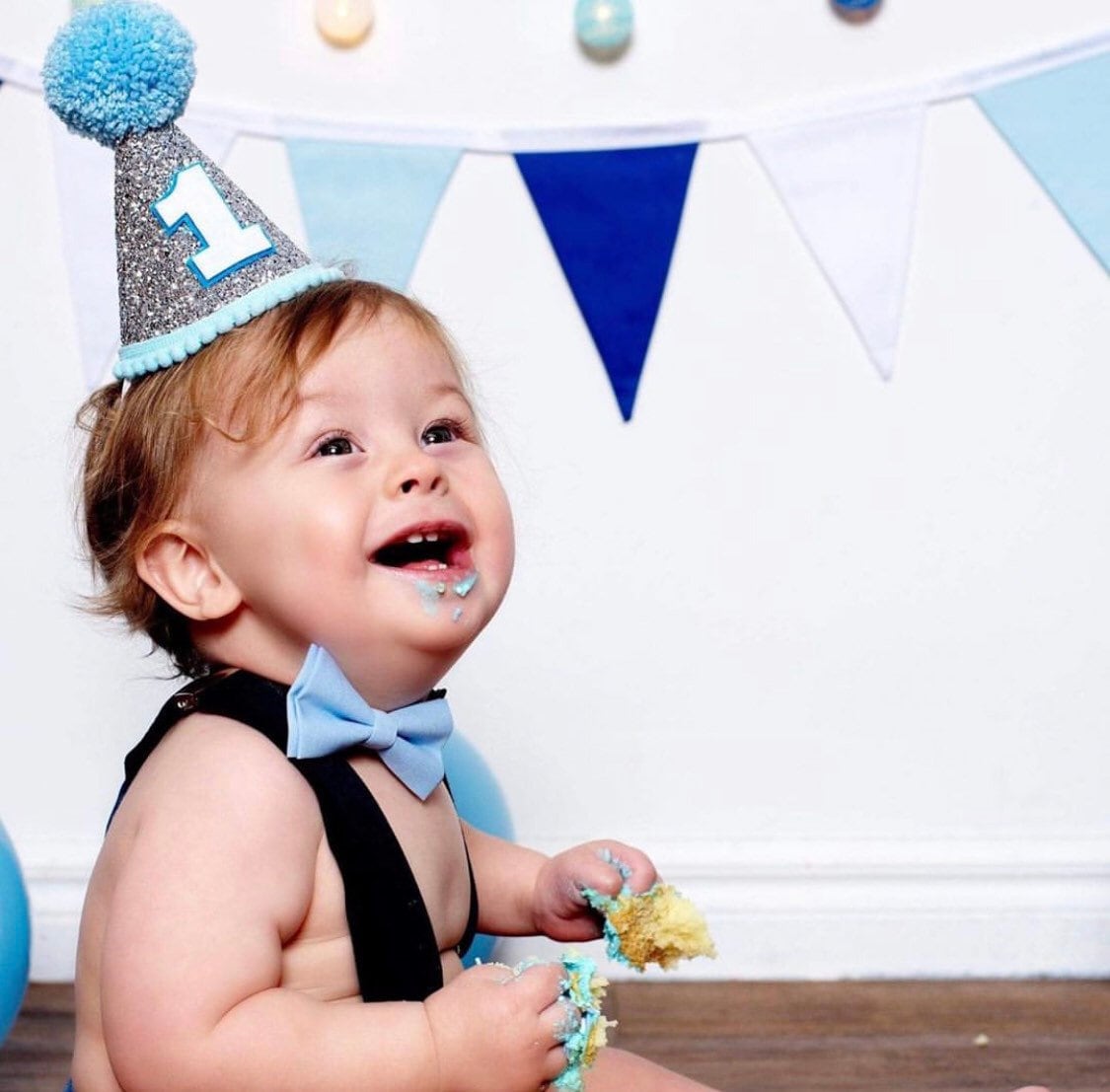 Silver and Blue Birthday Party Hat Party Hat First Etsy