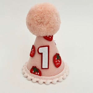 Berry first birthday, Strawberry Shortcake felt Birthday Party Hat | Party Hat | First Birthday Hat | Birthday Hat | Strawberry Hat