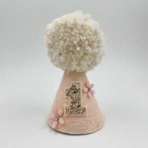 Chapeau de fête FIELDS, chapeau de fête d&#39;anniversaire en feutre beige | Chapeau de fête | Chapeau premier anniversaire | Chapeau d&#39;anniversaire