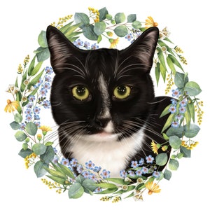 Pet Digital Portrait 4x4 10cm x 10cm Personalized Illustration Gift Decor Cat Dog Lover image 3