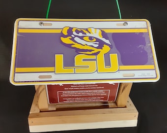 LSU Tigers license plate bird feeder