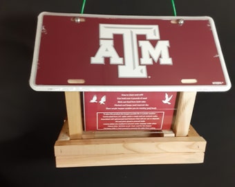 Texas A&M Aggies license plate bird feeder