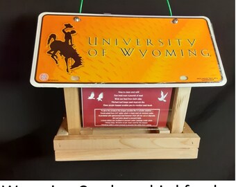 Wyoming Cowboys license plate bird feeder