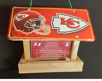 Kansas City Chiefs license plate bird feeder