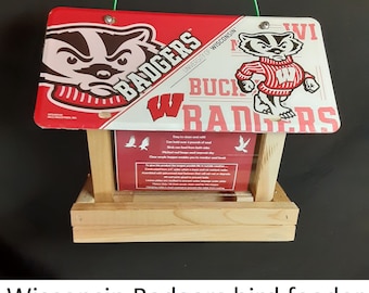 Wisconsin Badgers license plate bird feeder
