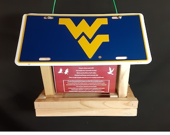 West Virginia Mountaineers license plate bird feeder