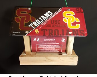 USC Trojans license plate bird feeder