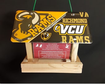 Virginia Commonwealth Rams license plate bird feeder