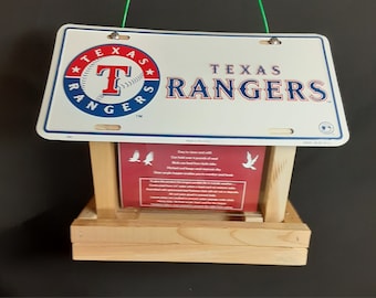 Texas Rangers license plate bird feeder