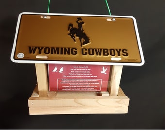 Wyoming Cowboys license plate bird feeder