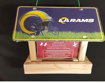 Los Angeles Rams license plate bird feeder