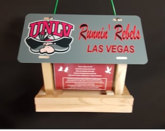 UNLV Runnin Rebels license plate bird feeder