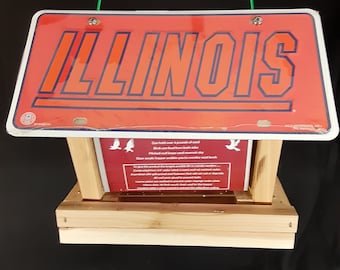 Illinois Illini license plate bird feeder