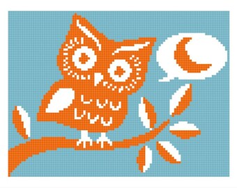 Cross Stitch Pattern- "Night Owl" INSTANT DOWNLOAD