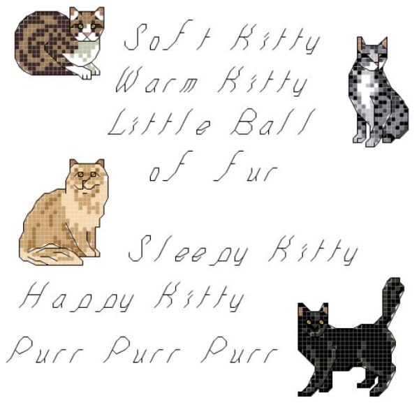 Cross Stitch Pattern- Big Bang Theory "Soft Kitty, Warm Kitty" Immediate Download