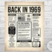 Back In 1969 PRINTABLE Newspaper Poster 50th Birthday | Etsy