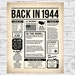 Back In 1944 Newspaper Poster PRINTABLE 1944 PRINTABLE | Etsy