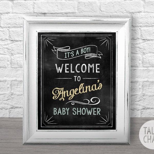 Personalized Baby Shower Chalkboard Sign PRINTABLE | Vintage Baby Shower | PRINTABLE Welcome Sign | It's a Boy | DIY Printing