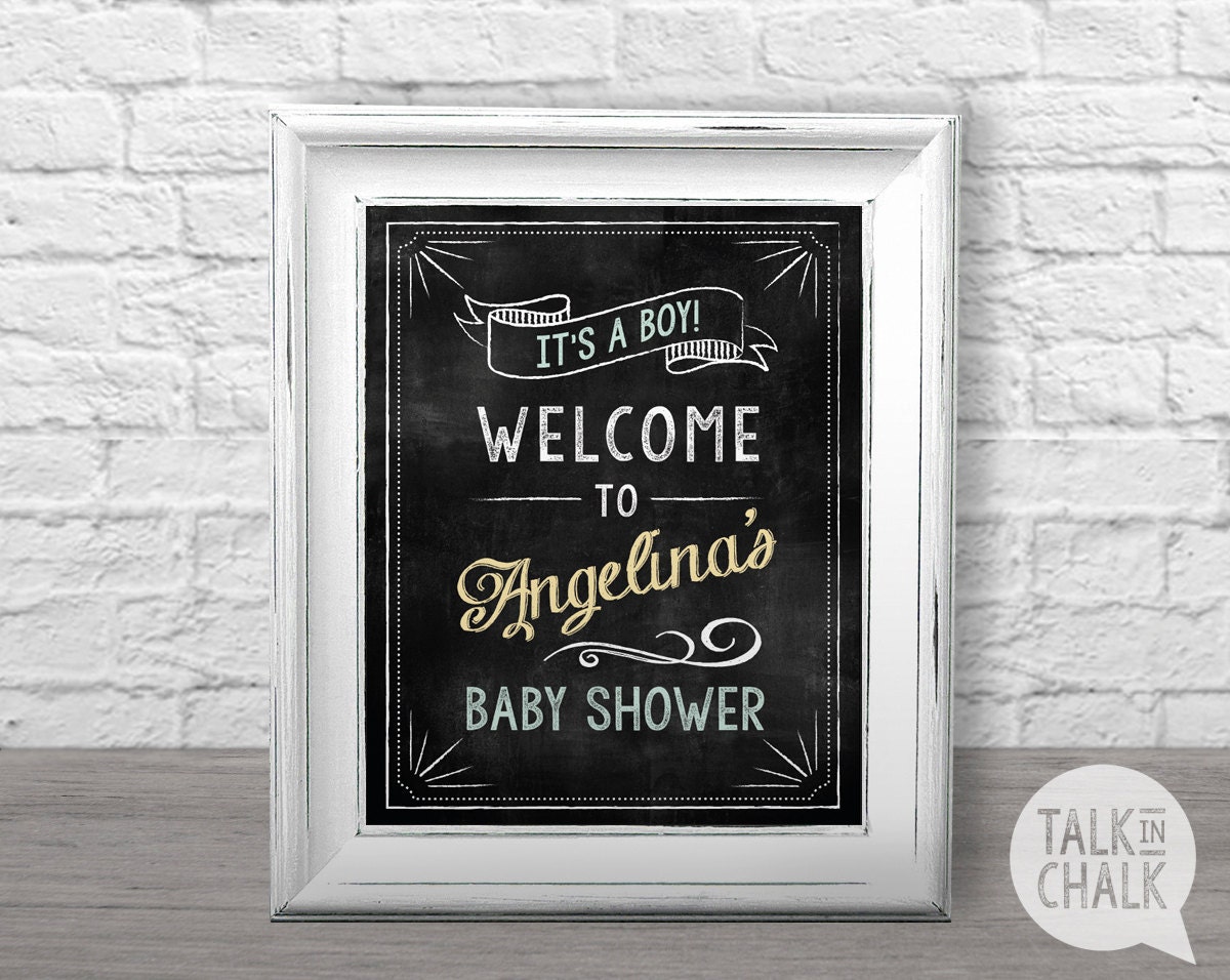 Personalized Baby Shower Chalkboard Sign PRINTABLE Vintage Etsy