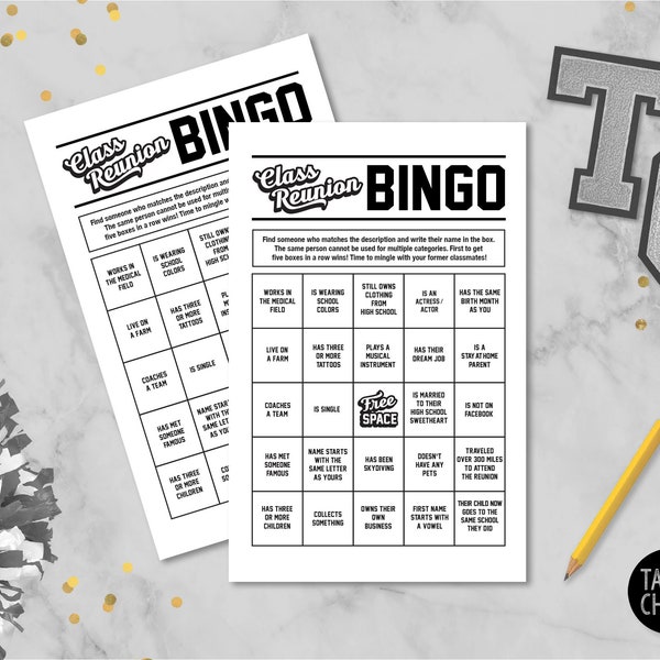 High School Reunion Bingo Game PRINTABLE | Class Reunion Activity | Reunion Ideas | Icebreakers | Instant Download | Easy to Print