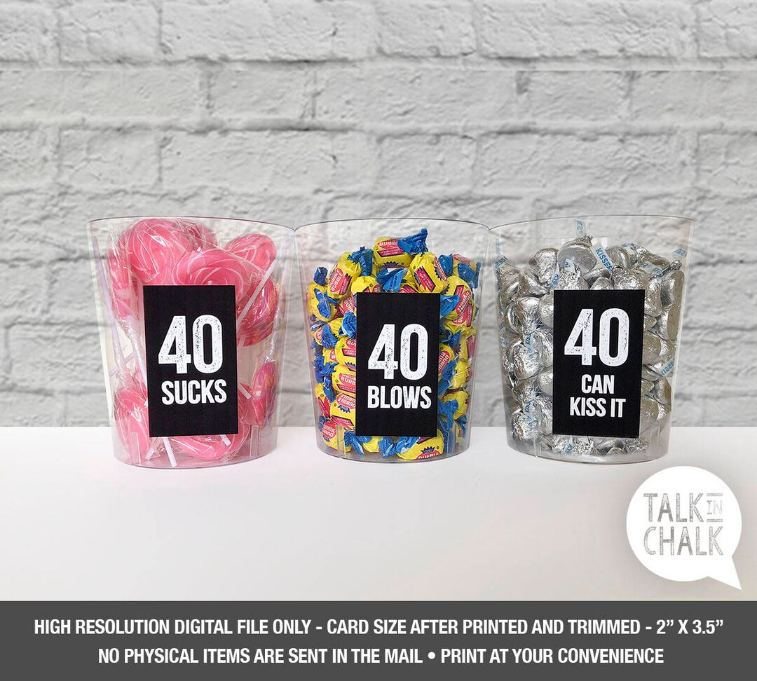 40th Birthday PRINTABLE Table Decorations 40 Sucks 40 Blows 40 Can Kiss ...