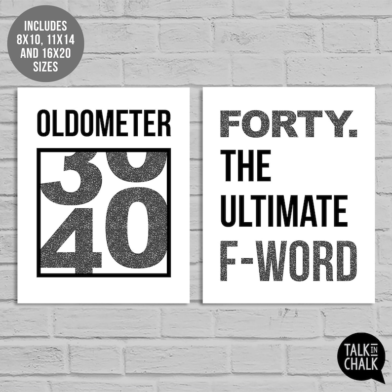 Funny 40th Birthday Sign Bundle Last Minute PRINTABLE Birthday Posters, Signs, Gift Bag Tag 40th Birthday Decorations INSTANT DOWNLOAD zdjęcie 7