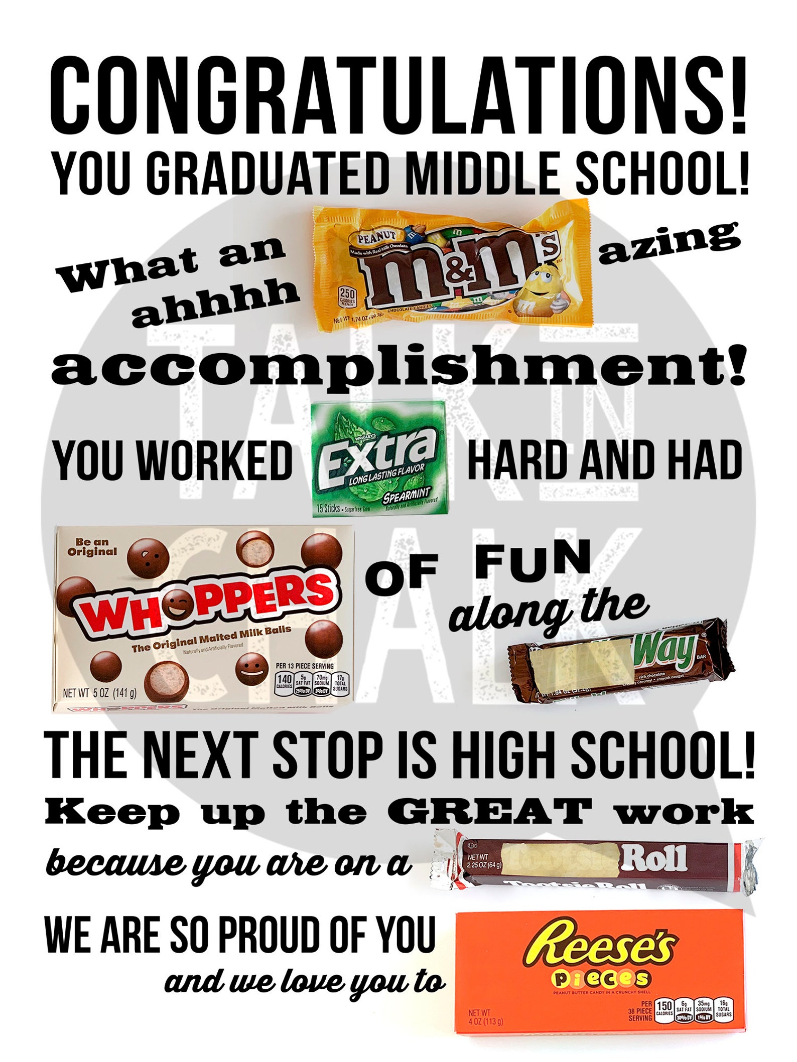 Congratulations 8th Grade Graduation PRINTABLE Candy Poster | Etsy
