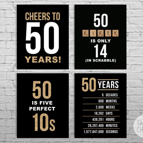 Printable 50th Birthday Welcome Sign Template Black Gold Foil - Etsy