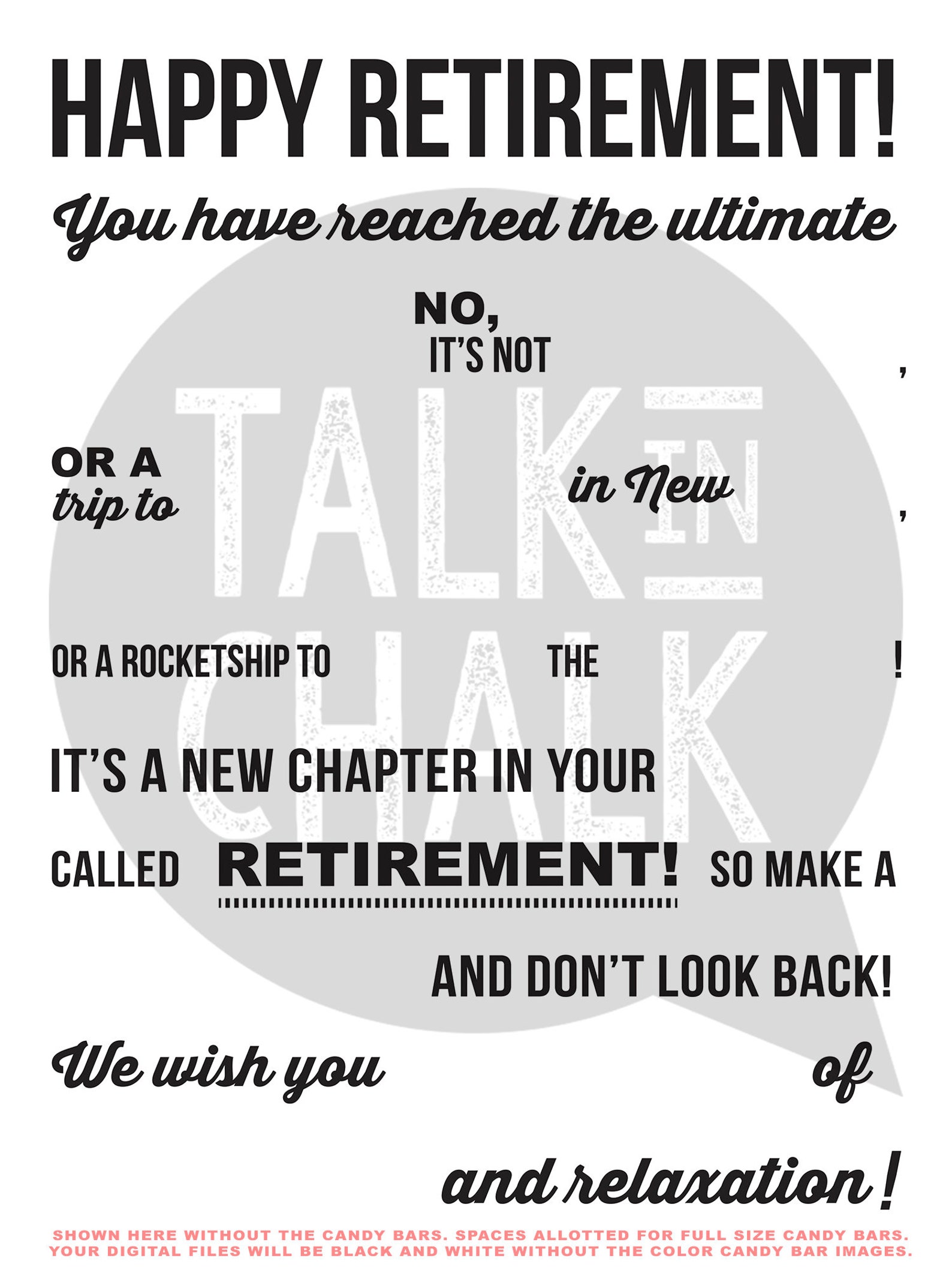 printable retirement candy bar poster printable candy gram etsy