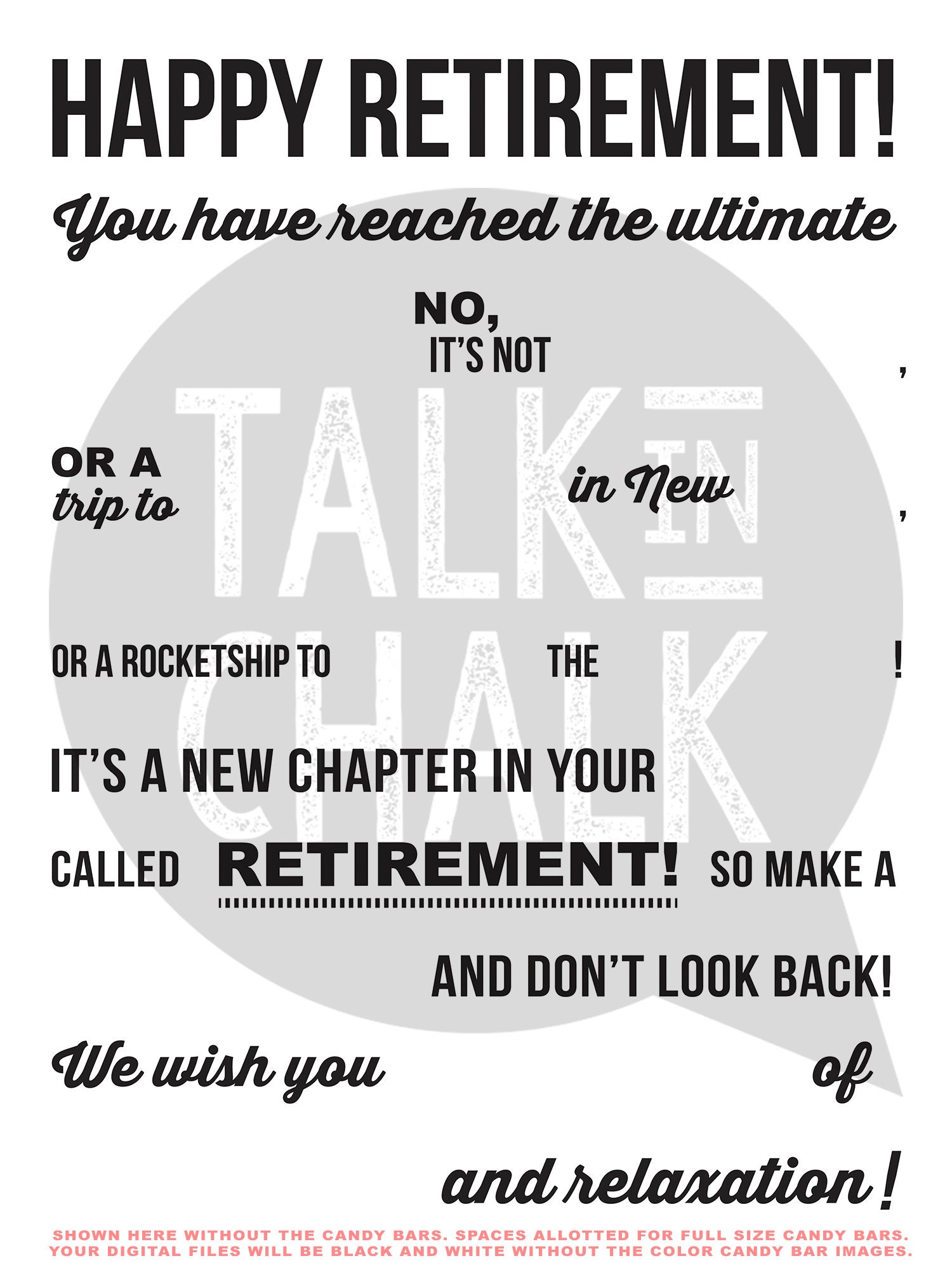 PRINTABLE Retirement Candy Bar Poster PRINTABLE Candy Gram Etsy Hong Kong