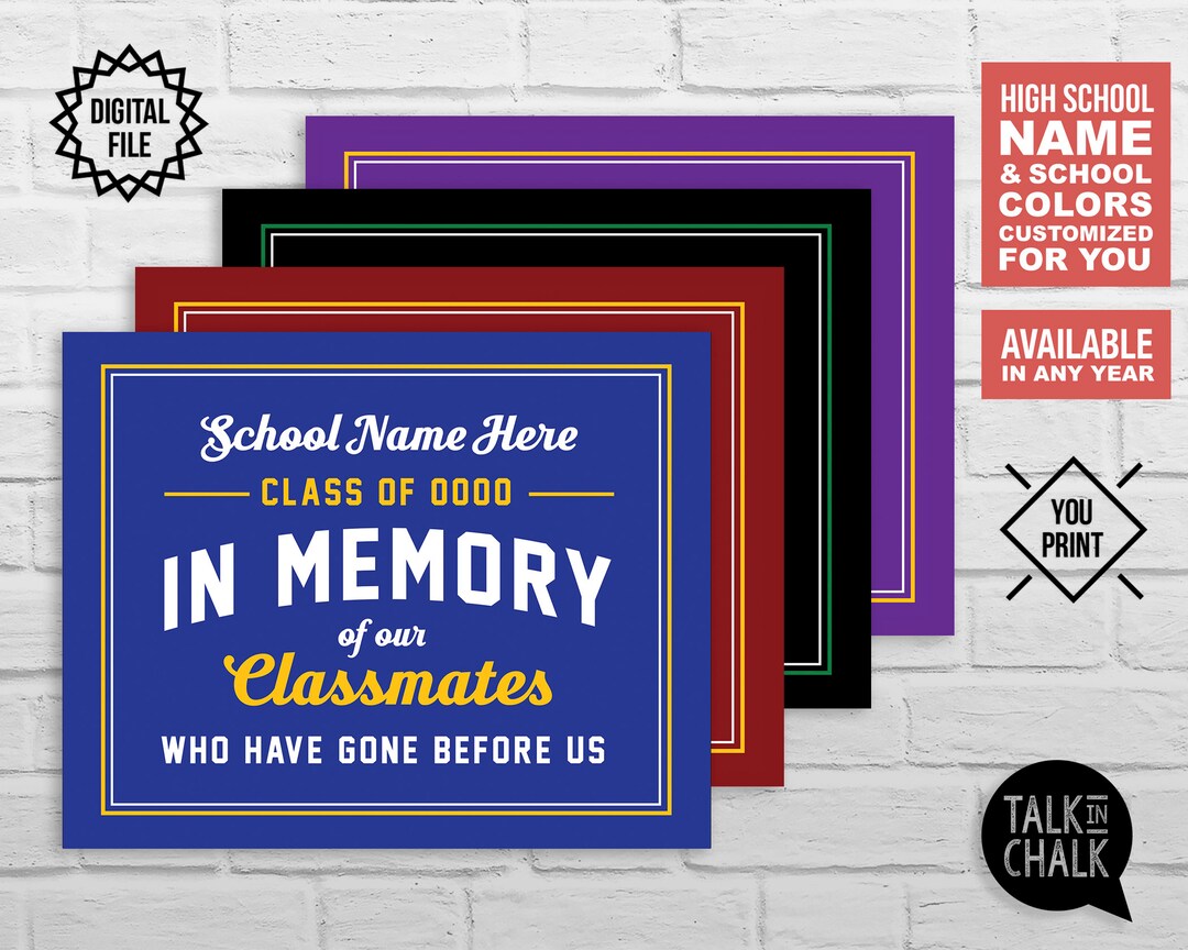 Custom Class Reunion PRINTABLE in Memory of the Classmates Who Have