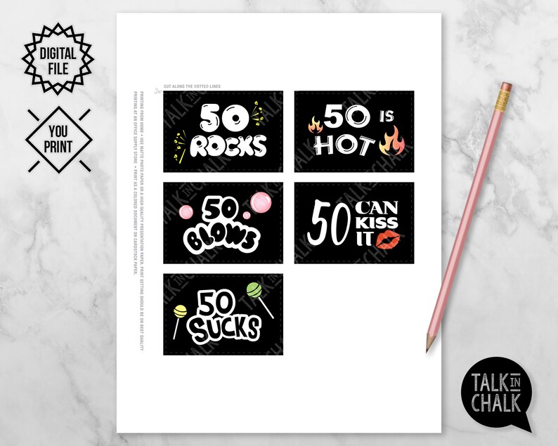 50th Birthday PRINTABLE Decorations 50 Sucks 50 Blows 50 - Etsy