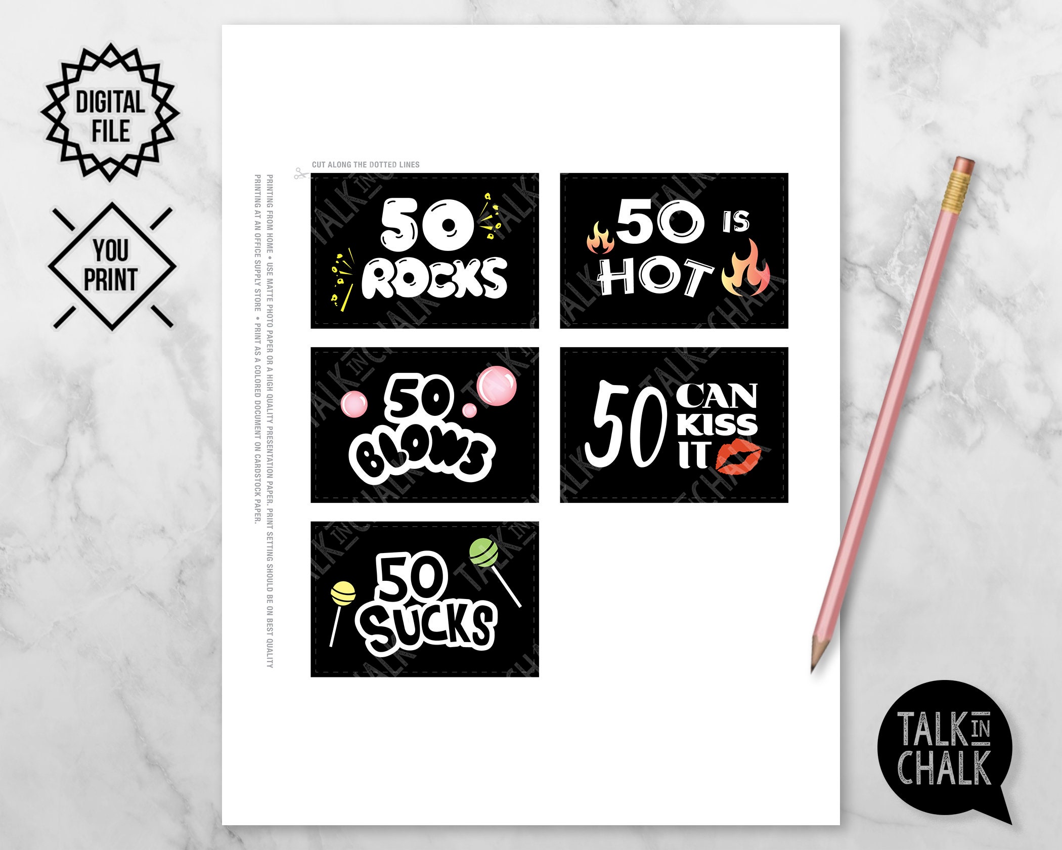 50th Birthday PRINTABLE Decorations 50 Sucks 50 Blows 50 - Etsy Canada