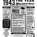 1943 the Year You Were Born PRINTABLE 1943 Birthday Party Decorations