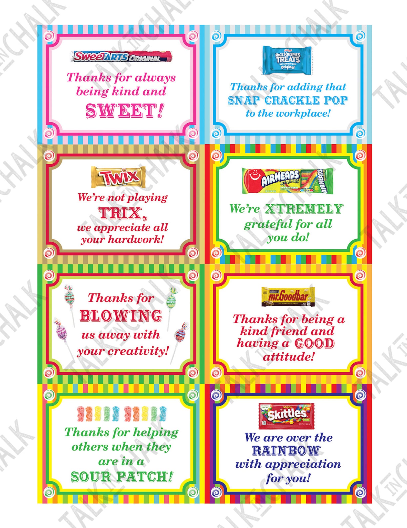 PRINTABLE Employee Appreciation Candy Tag Bundle 32 Candy Etsy Canada