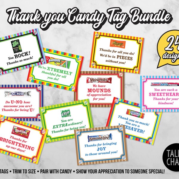 Candy Sayings Thank You - Etsy