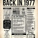Back in 1977 PRINTABLE Newspaper Poster 1977 DIGITAL Birthday Sign 1977 ...