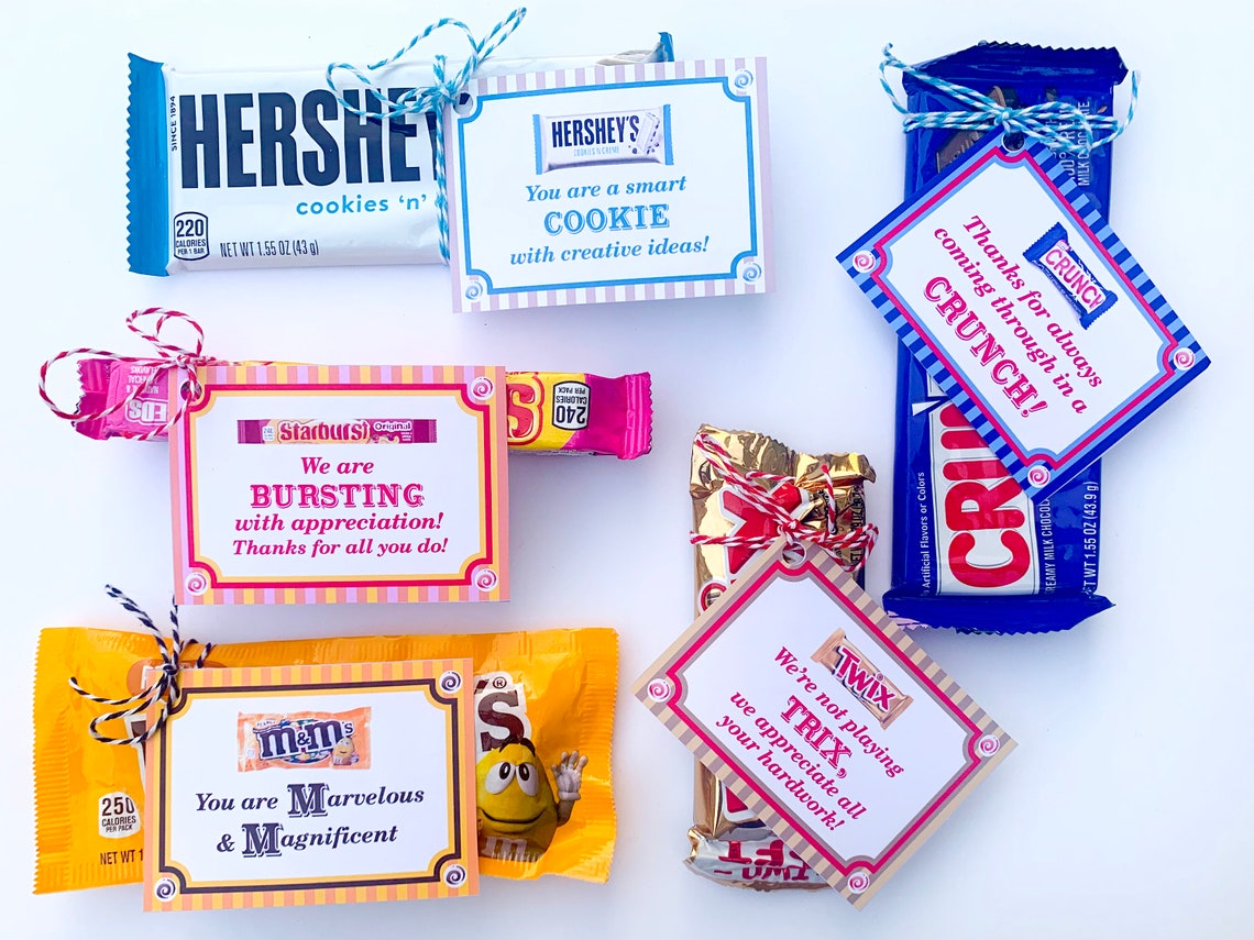 PRINTABLE Employee Appreciation Candy Tag Bundle 32 Candy - Etsy Canada
