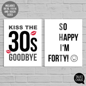 Funny 40th Birthday Sign Bundle Last Minute PRINTABLE Birthday Posters, Signs, Gift Bag Tag 40th Birthday Decorations INSTANT DOWNLOAD zdjęcie 8