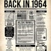 Back in 1964 Newspaper Poster PRINTABLE PRINTABLE 60th Birthday ...