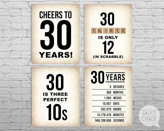 30th Birthday PRINTABLE Sign Pack 30th Birthday DIGITAL | Etsy