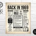 Back in 1969 Newspaper Poster PRINTABLE 1969 PRINTABLE | Etsy