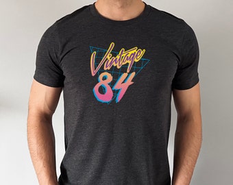 Maglietta vintage 84 / T-shirt per il 40° compleanno / Idee regalo per il 40° compleanno per uomini / Nato nel 1984 / Festa retrò anni '80 / Camicia degli anni Ottanta per donne