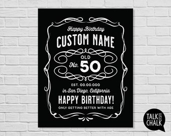 Personalized Whiskey Theme Birthday Poster | PRINTABLE 40th 50th 60th 70th Birthday Sign | Whiskey Party Decorations for Guys