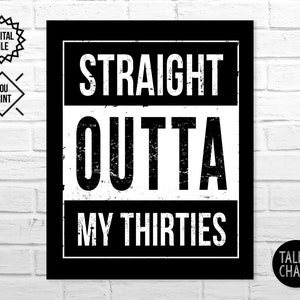 Straight Outta My Thirties PRINTABLE Sign 40th Birthday PRINTABLE Poster 40th Birthday Party Decorations Born in 1984 image 1