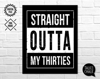 Straight Outta My Thirties DIGITAL Sign - PRINTABLE 40th Birthday Poster - 40th Birthday Decorations - Instant download A4, 5X7, 8x10, 16x20